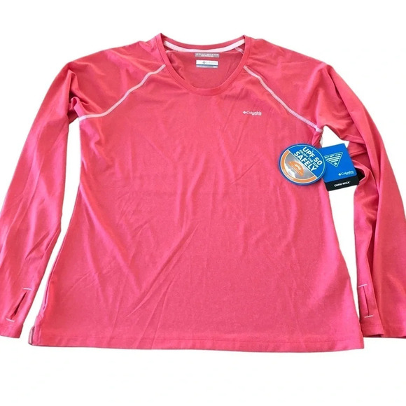 NWT Columbia PFG Womens Medium Tamiami Pink Long Sleeve Top UPF 50 Omni Shade M - Picture 1 of 9